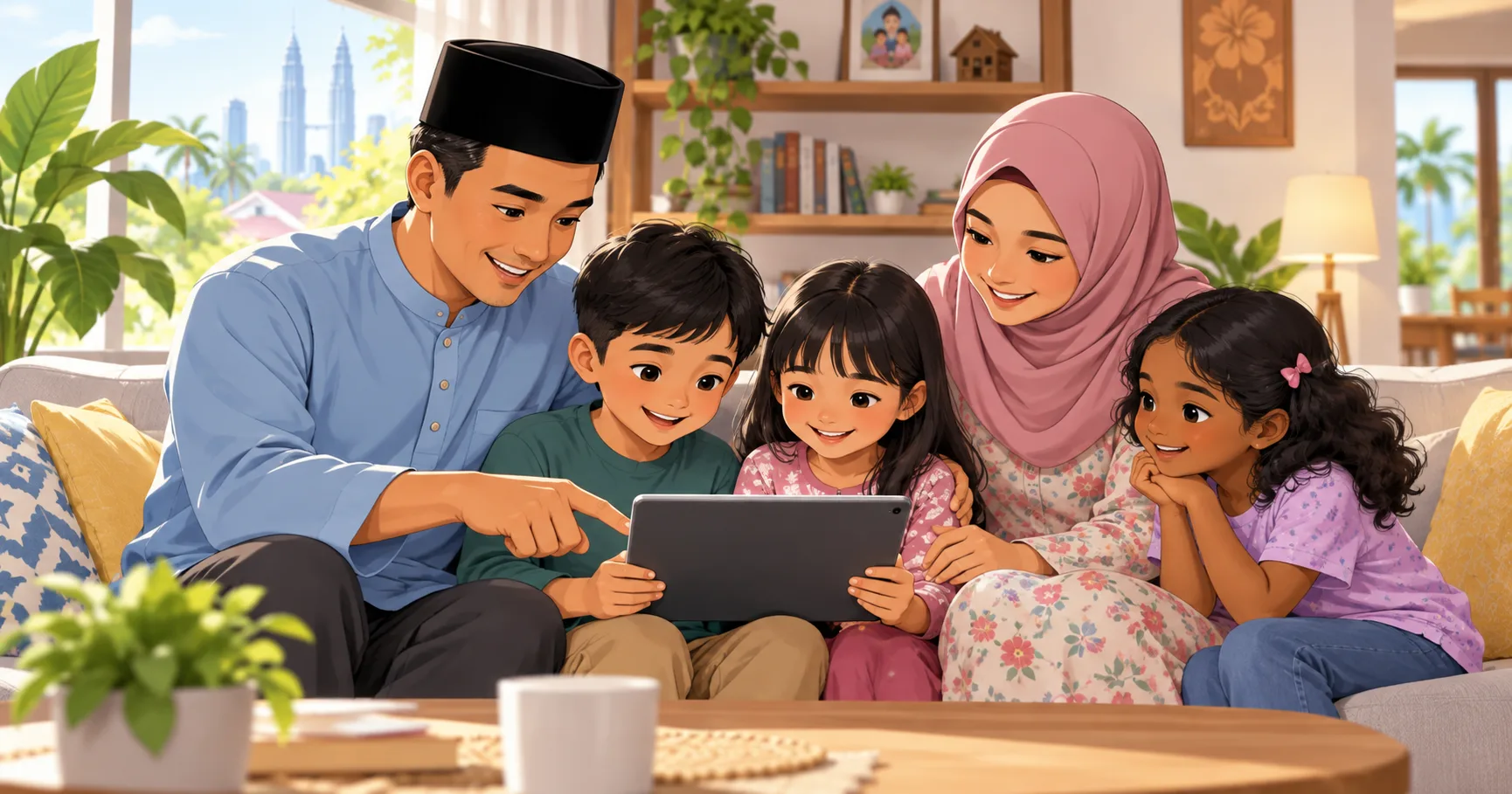 keluarga Malaysia menyokong anak dalam aktiviti pembelajaran
