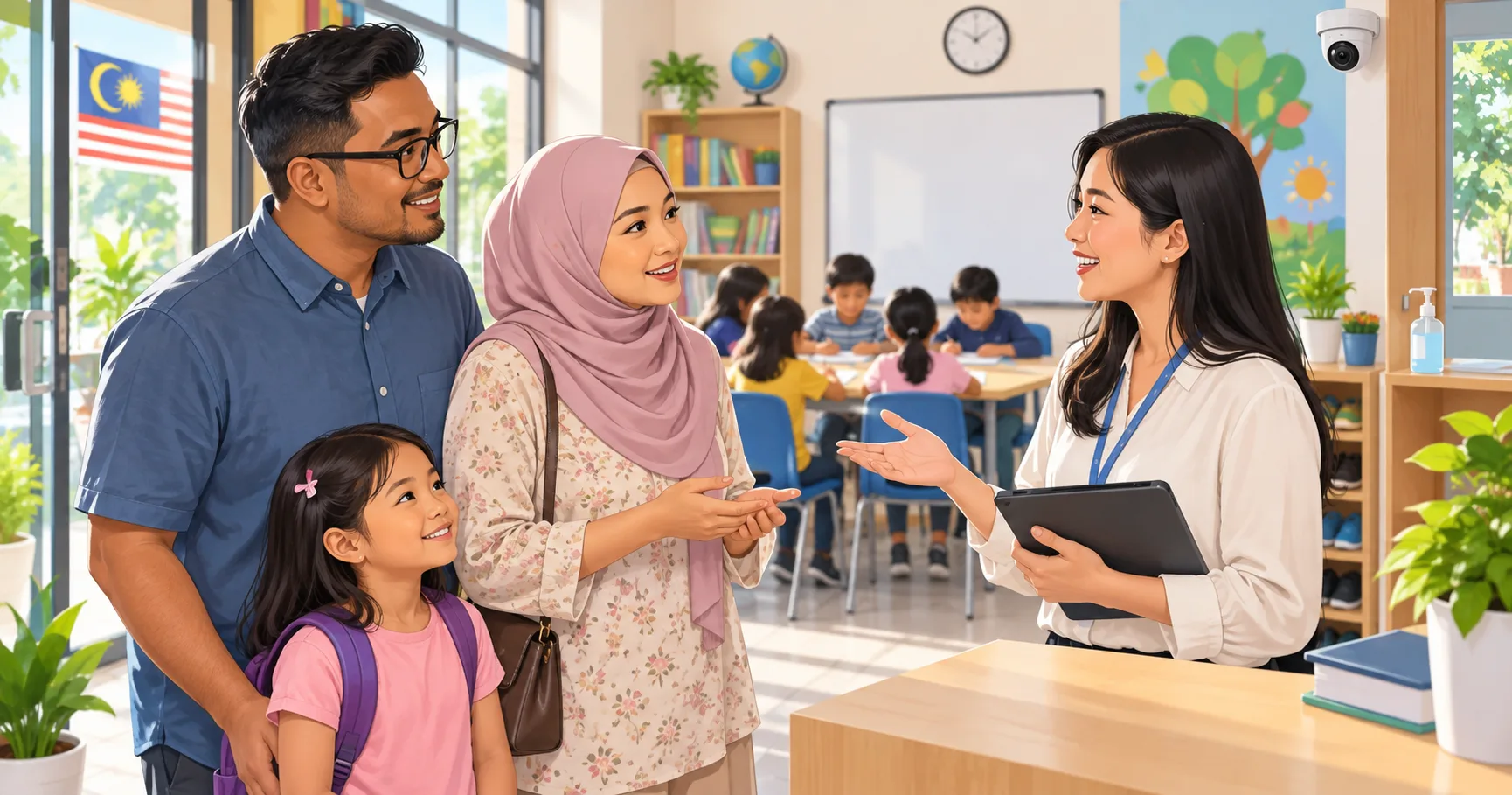ibu dan anak belajar keselamatan menghadapi anjing berkeliaran